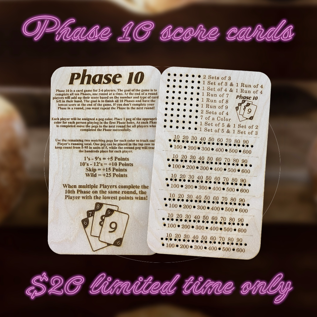 Phase Ten Score Card